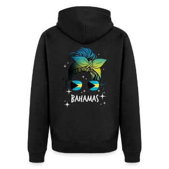 Bahamas - Unisex Premium Bio Zip Hoodie - Schwarz - Hinten - Nico (187cm)
