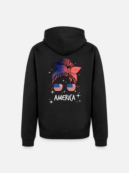 America - Unisex Premium Organic Zip Hoodie - black