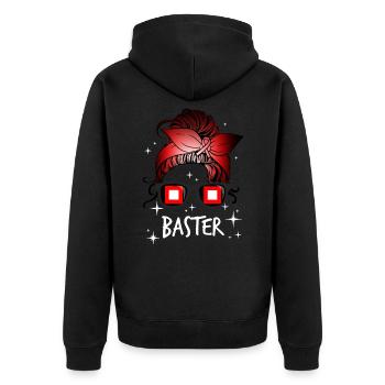 Baster - Unisex Premium Bio Zip Hoodie - Schwarz - Hinten - Nico (187cm)
