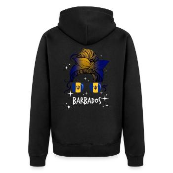 Barbados - Unisex Premium Bio Zip Hoodie - Schwarz - Hinten - Nico (187cm)