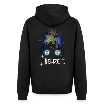 Belize - Unisex Premium Bio Zip Hoodie - Schwarz - Hinten - Nico (187cm)