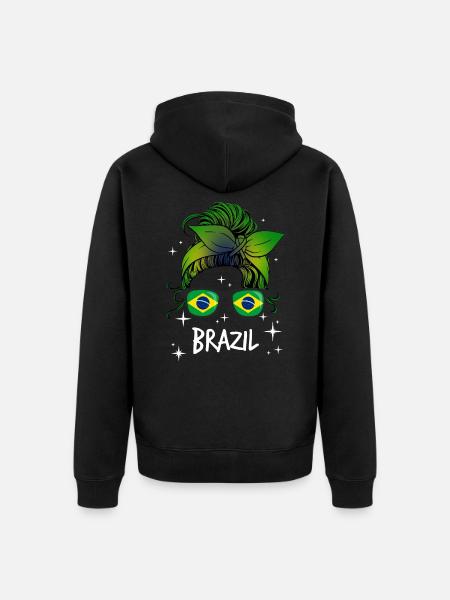 Brazil - Unisex Premium Organic Zip Hoodie - black
