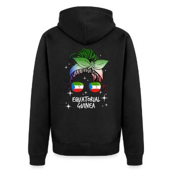 Equatorial Guinea - Unisex Premium Organic Zip Hoodie - black - Back - Nico (187cm)