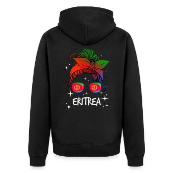 Eritrea - Unisex Premium Bio Zip Hoodie - Schwarz - Hinten - Nico (187cm)