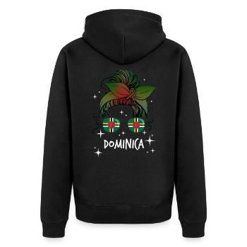Dominica - Unisex Premium Bio Zip Hoodie - Schwarz - Hinten - Nico (187cm)