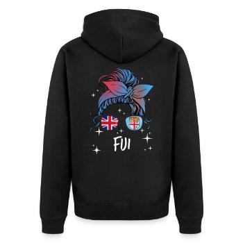 Fidschi - Unisex Premium Bio Zip Hoodie - Schwarz - Hinten - Nico (187cm)