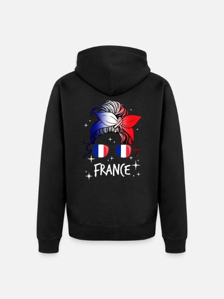 France - Unisex Premium Organic Zip Hoodie - black