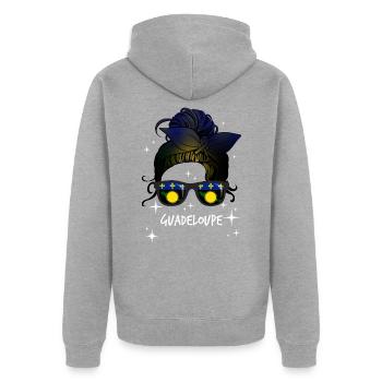 Guadeloupe - Unisex Premium Bio Zip Hoodie - Grau meliert - Hinten - Nico (187cm)