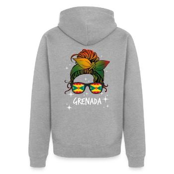 Grenada - Unisex Premium Organic Zip Hoodie - heather grey - Back - Nico (187cm)