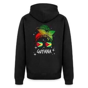 Guyana - Unisex Premium Organic Zip Hoodie - black - Back - Nico (187cm)
