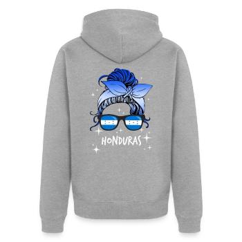 Honduras - Unisex Premium Bio Zip Hoodie - Grau meliert - Hinten - Nico (187cm)