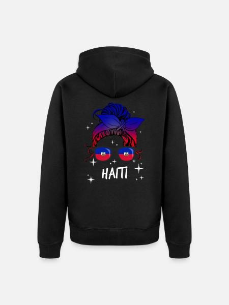 Haiti - Unisex Premium Organic Zip Hoodie - black