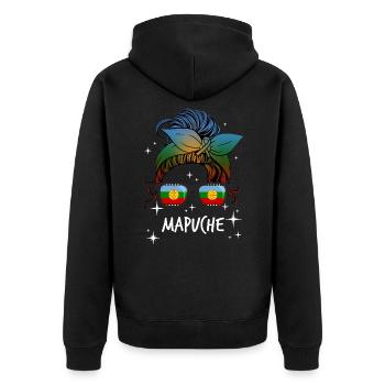 Mapuche - Unisex Premium Organic Zip Hoodie - black - Back - Nico (187cm)