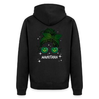 Mauretanien - Unisex Premium Bio Zip Hoodie - Schwarz - Hinten - Nico (187cm)