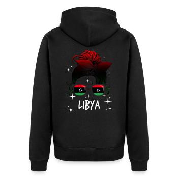 Libyen - Unisex Premium Bio Zip Hoodie - Schwarz - Hinten - Nico (187cm)