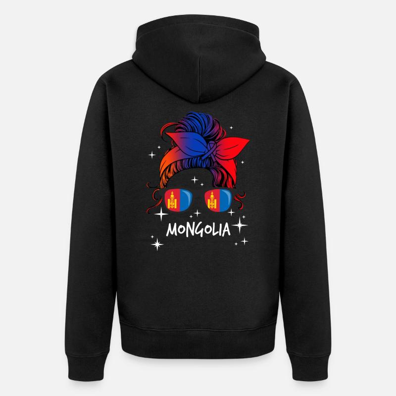 Mongolei - Unisex Premium Bio Zip Hoodie - Schwarz