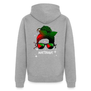 Martinique - Unisex Premium Bio Zip Hoodie - Grau meliert - Hinten - Nico (187cm)