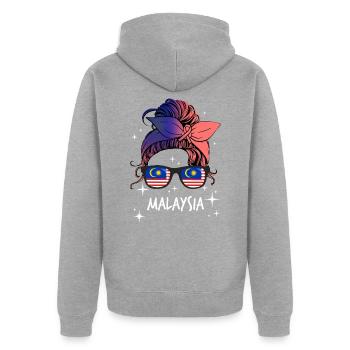 Malaisie - Veste à capuche bio Premium Unisexe - gris chiné - Dos - Nico (187cm)