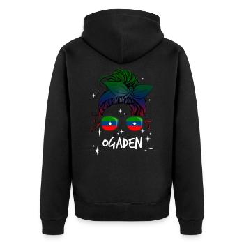 Ogaden - Unisex Premium Organic Zip Hoodie - black - Back - Nico (187cm)
