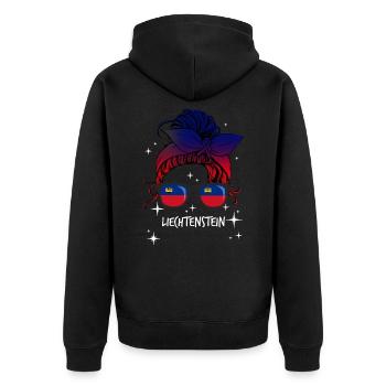 Liechtenstein - Unisex Premium Bio Zip Hoodie - Schwarz - Hinten - Nico (187cm)