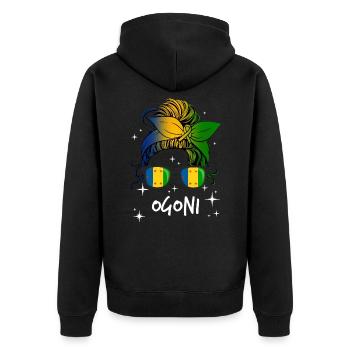 Ogoni - Unisex Premium Bio Zip Hoodie - Schwarz - Hinten - Nico (187cm)