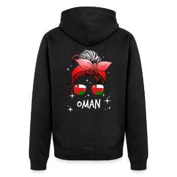 Oman - Unisex Premium Bio Zip Hoodie - Schwarz - Hinten - Nico (187cm)