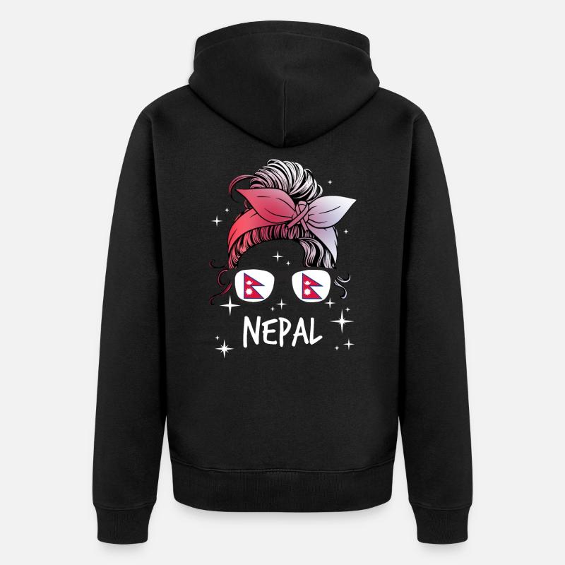 Nepal - Unisex Premium Bio Zip Hoodie - Schwarz