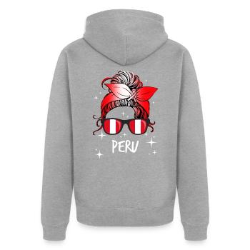 Peru - Unisex Premium Organic Zip Hoodie - heather grey - Back - Nico (187cm)