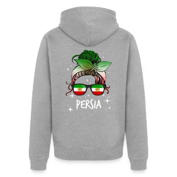Persia - Unisex Premium Organic Zip Hoodie - heather grey - Back - Nico (187cm)