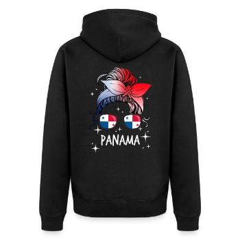 Panama - Unisex Premium Bio Zip Hoodie - Schwarz - Hinten - Nico (187cm)
