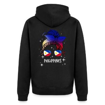 Philippinen - Unisex Premium Bio Zip Hoodie - Schwarz - Hinten - Nico (187cm)