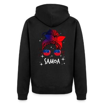 Samoa - Unisex Premium Organic Zip Hoodie - black - Back - Nico (187cm)