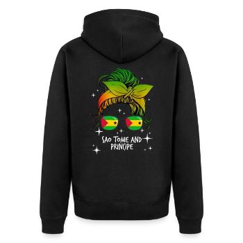 São Tomé und Príncipe - Unisex Premium Bio Zip Hoodie - Schwarz - Hinten - Nico (187cm)