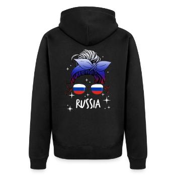 Russie - Veste à capuche bio Premium Unisexe - noir - Dos - Nico (187cm)