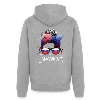 Slowakei - Unisex Premium Bio Zip Hoodie - Grau meliert - Hinten - Nico (187cm)