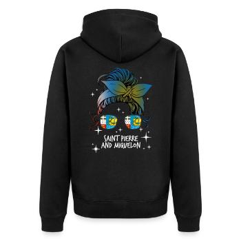 St. Pierre und Miquelon - Unisex Premium Bio Zip Hoodie - Schwarz - Hinten - Nico (187cm)