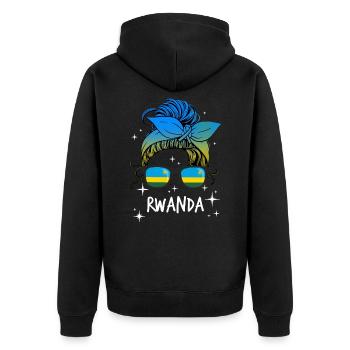 Ruanda - Unisex Premium Bio Zip Hoodie - Schwarz - Hinten - Nico (187cm)