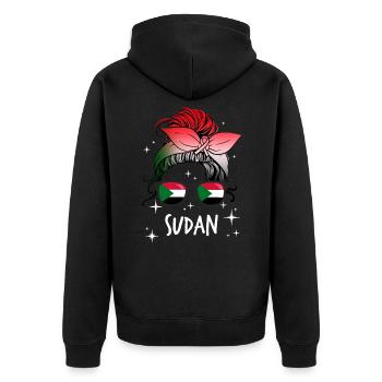Sudan - Unisex Premium Bio Zip Hoodie - Schwarz - Hinten - Nico (187cm)
