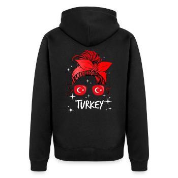 Türkei - Unisex Premium Bio Zip Hoodie - Schwarz - Hinten - Nico (187cm)