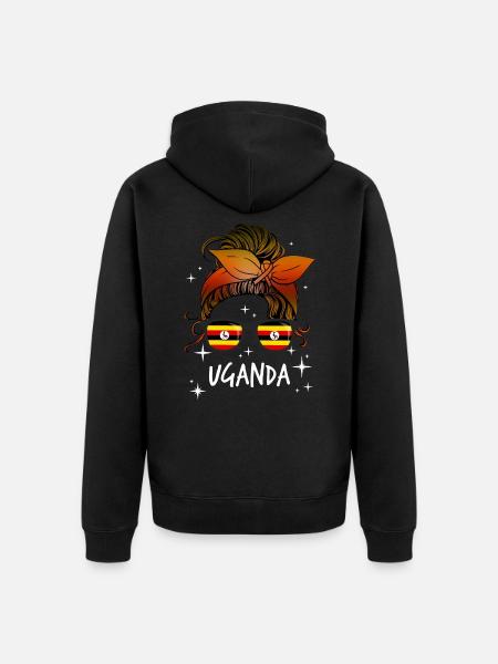 Uganda - Unisex Premium Organic Zip Hoodie - black