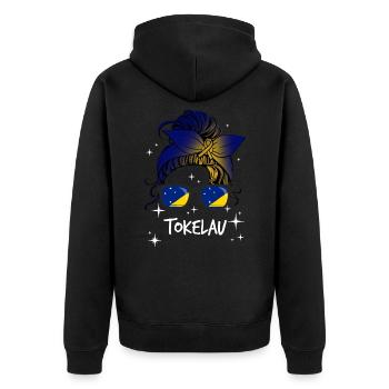 Tokelau - Unisex Premium Organic Zip Hoodie - black - Back - Nico (187cm)