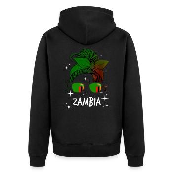 Sambia - Unisex Premium Bio Zip Hoodie - Schwarz - Hinten - Nico (187cm)