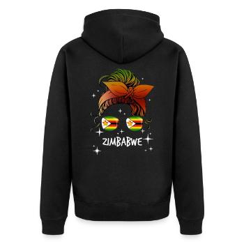 Simbabwe - Unisex Premium Bio Zip Hoodie - Schwarz - Hinten - Nico (187cm)