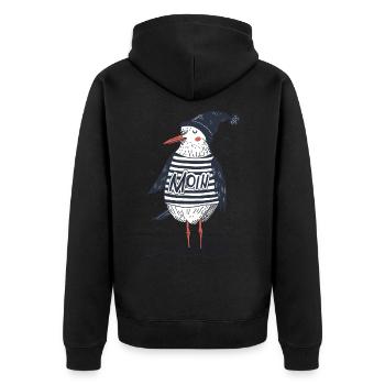 Moin Möwe Matrose Kapitän Seemann Nordsee Ostsee - Unisex Premium Bio Zip Hoodie - Schwarz - Hinten - Nico (187cm)
