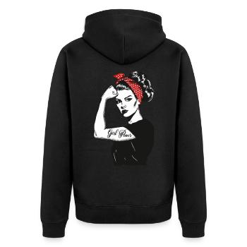 Girl Power Girl Power Grl Pwr Woman Girl Retro - Unisex Premium Organic Zip Hoodie - black - Back - Nico (187cm)