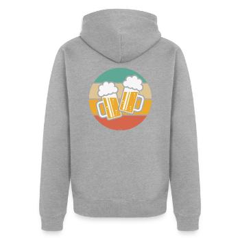 X2 chopes de bière toast, santé ! (Bière / Soleil / 5C - Veste à capuche bio Premium Unisexe - gris chiné - Dos - Nico (187cm)