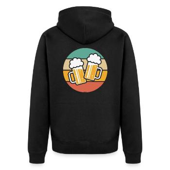 X2 chopes de bière toast, santé ! (Bière / Soleil / 5C - Veste à capuche bio Premium Unisexe - noir - Dos - Nico (187cm)