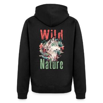 Wolf Wolf's Head Forest Nature Mountains Wilderness Colorful - Unisex Premium Organic Zip Hoodie - black - Back - Nico (187cm)