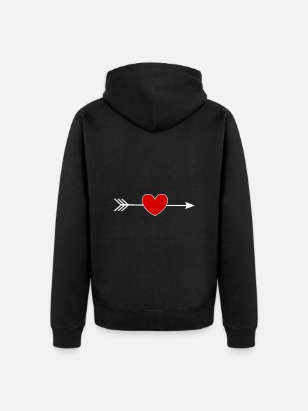 Red Heart - Unisex Premium Organic Zip Hoodie - black