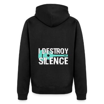 Gitarre lustiger Spruch - Unisex Premium Bio Zip Hoodie - Schwarz - Hinten - Nico (187cm)